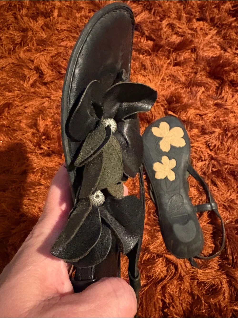 Born Black Floral T-Strap Sandals